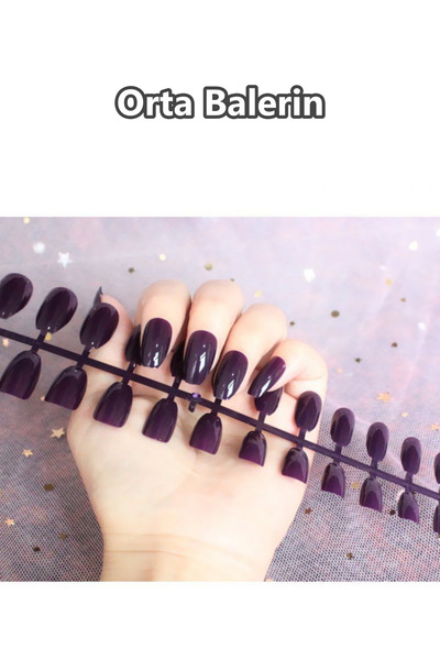 Easy Beauty 24 Adet Renkli Balerin Takma Tırnak Orta Uzun 3 Alana Yapıştırıcı...