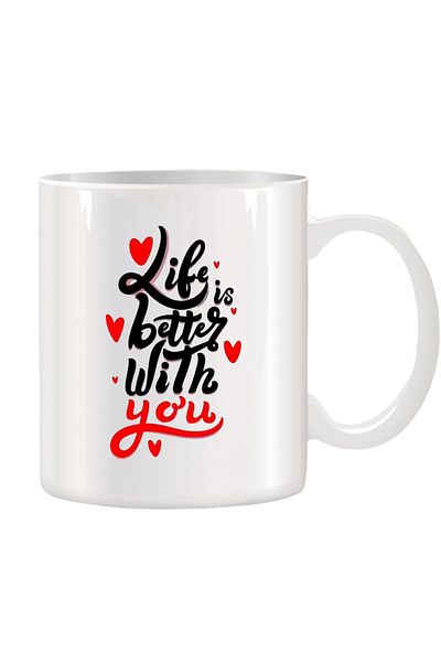 OEM Cana albă personalizată Viața este mai bună cu tine, INOVATIX. 330 ml