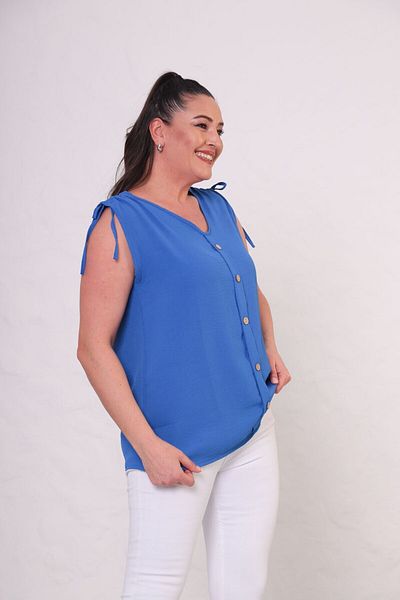 tarzımsüper Women's Plus Size Sleeveless Button Detail Aerobin Fabric Blouse