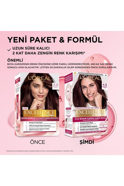 L'Oreal Paris Excellence Saç Boyası 4.15 Büyüleyici Kahve 3'lü Set