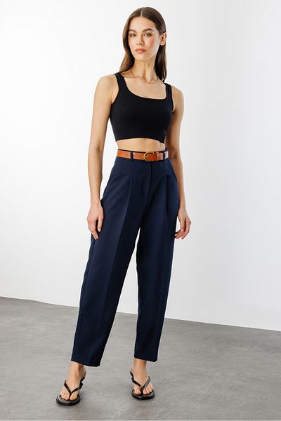 GENIUS STORE Γυναικείο Skinny Leg Πλισέ Ζώνη Εποχιακό Υφασμάτινο Παντελόνι ΜΕ ΖΩΝΗ-ΠΑΝΤΕΛΟΝΙ