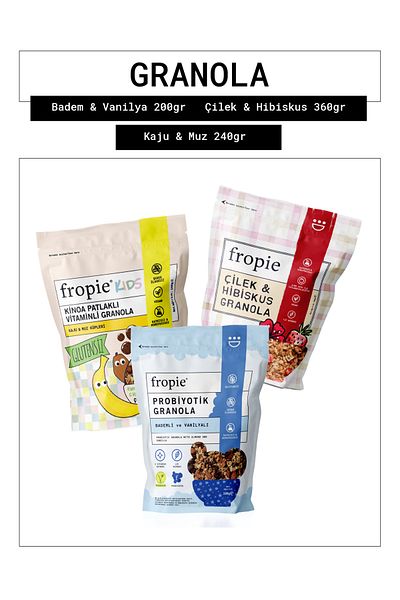 FROPİE Fropie Probiotic Almond & Vanilla - Strawberry & Hibiscus - Kids Cashew & Banana Cubes Set of 3