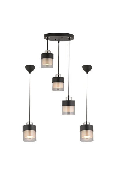 HubRom Set Lustra HubRom Boris 1 / Lustra 3 x E27, 2 / Pendul 1 x E27, Negru/...