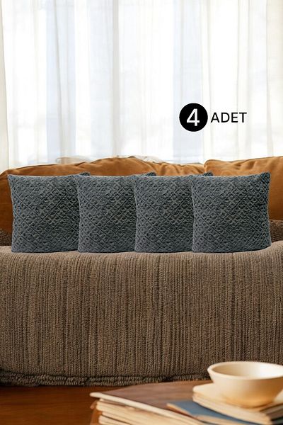 Mislina Home Сива бохемска калъфка за възглавница 45X45 см с автентичен мотив, декоративна, османски стил