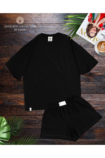 JANSO GROUP - Women Short Sleeve Tshirt-Shorts Set Large Size Oversize Cotton