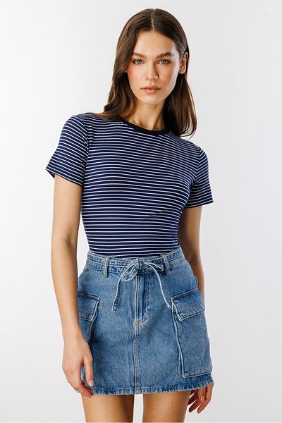GENIUS STORE Γυναικείο ριγέ κοντομάνικο μπλουζάκι ΡΙΓΕΣ-T-SHIRT