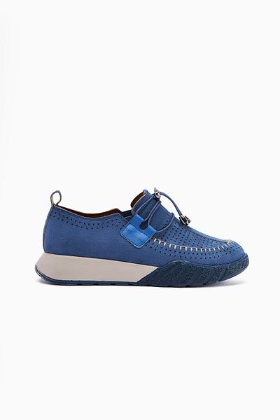Limoya Pantofi casual pentru femei Alice Blue Suede perforați cu laser