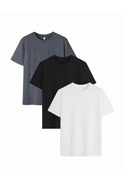 BYMEER Μπλουζάκι 3 συσκευασιών Smoked White Black Plain