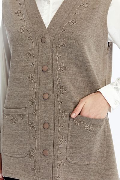 larocci Women's Standard V-Neck Mother's Vest with Embroidered Pocket
