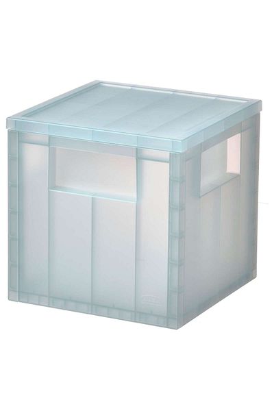 IKEA صندوق تخزين بانسارتاكس مع غطاء، شفاف رمادي-أزرق، 16.5 × 16.5 × 16.5 سم