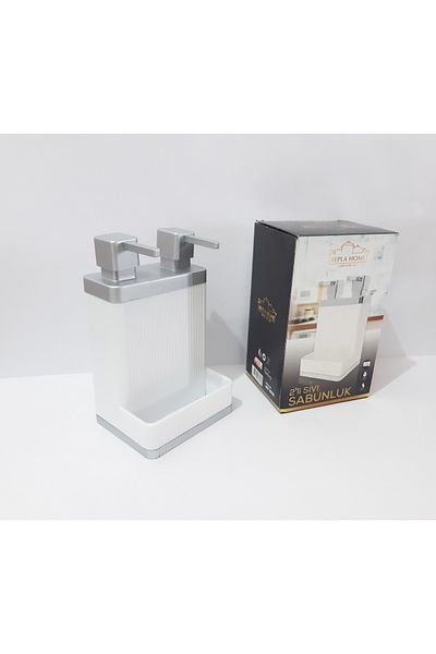 renkli çiçekler 800 ML Δοχείο υγρού σαπουνιού 2 Li 20x12x10 CM Ασημί Χρώμα Καπάκι Διανομέας υγρού σαπουνιού δύο διαμερισμάτων