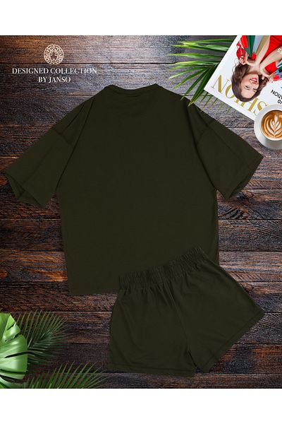JANSO GROUP - Women Short Sleeve Tshirt-Shorts Set Large Size Oversize Cotton