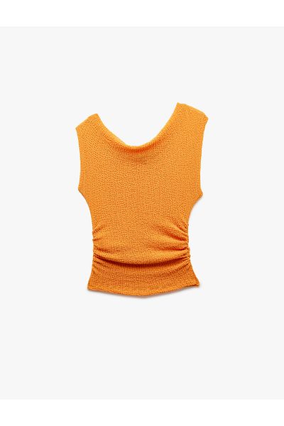 Koton New Season Koton X Sima Tarkan - Draped Asymmetric Drape Neck Sleeveless Blouse