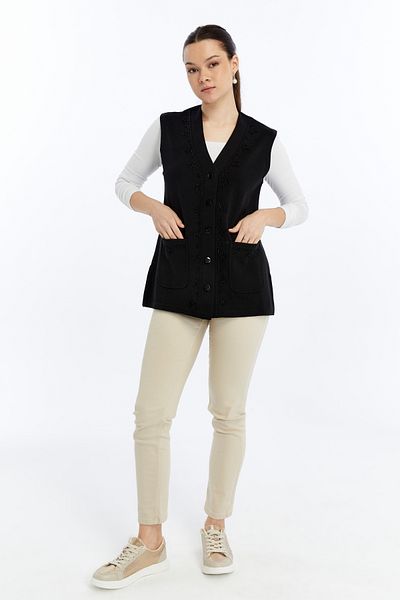larocci Women's Standard V-Neck Mother's Vest with Embroidered Pocket