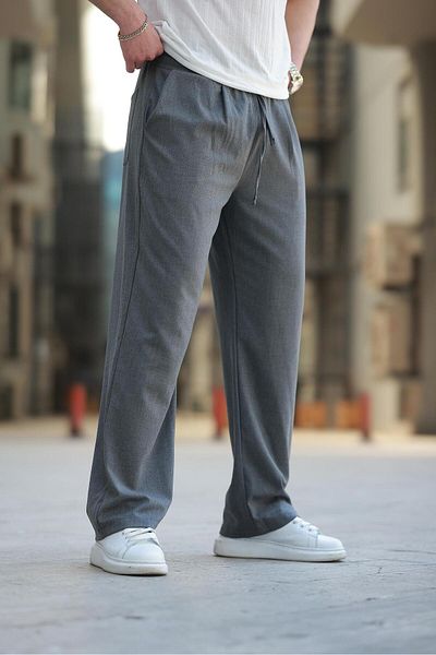 Madmext Anthracite Adjustable Waist Relaxed Cut Men's Trousers E6564