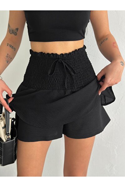 moda poni Yüksel Bel Mini Şort Etek