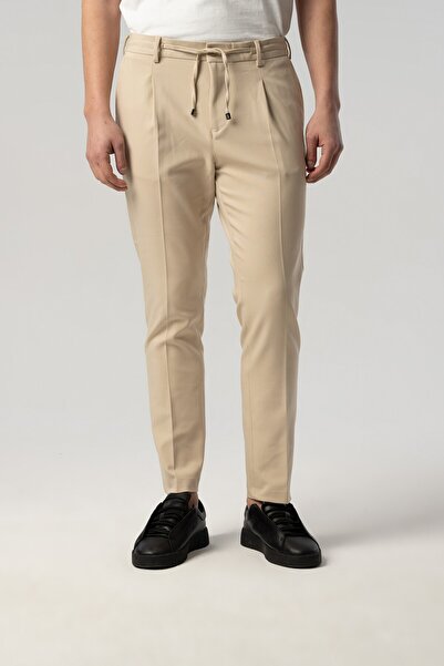 Score Michail Elastic Waist Jogger Beige Trousers 2360-32