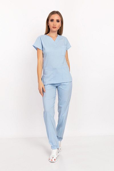 Nur Medikal Giyim Set unisex Baby Blue Lycra Doctor și Asistentă Spital Scrubs