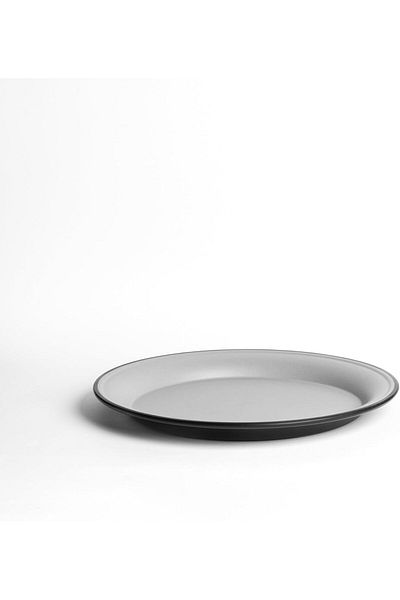 mastergold Melamine 3 Large Round Serving Plates (Grey | Black, 40cm) for Serving Banquets, Rice, Seafood