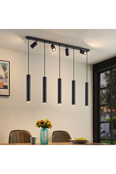 N Naturel Aydınlatma 120cm 9 Spotlu Ledli Yemek Masası Avizesi / Sarı Işık Am...