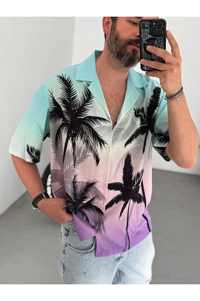BYBASICMAN Turquoise Vice Short Sleeve Shirt C-1674