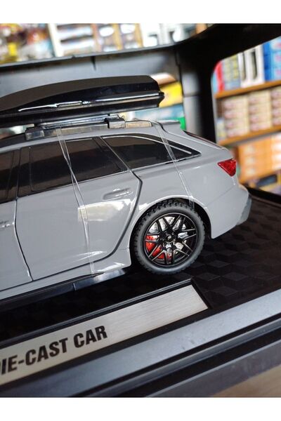 OYUNCAKSAHİLİ Audi RS Station Wagon Araba 21cm Diecast 1.24 Koleksiyon Büyük Boy Metal 6 Kapı Tavan Bagaj Kaput Açılır Beton Gri