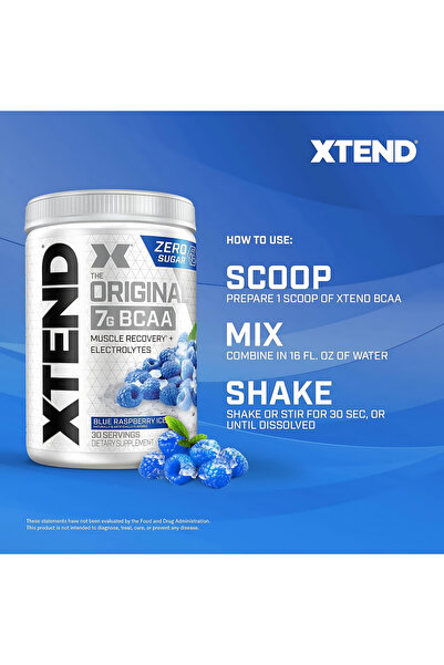 xtend Original BCAA Powder With Electrolytes for Muscle Repair Blue Raspberry - 30 Servings