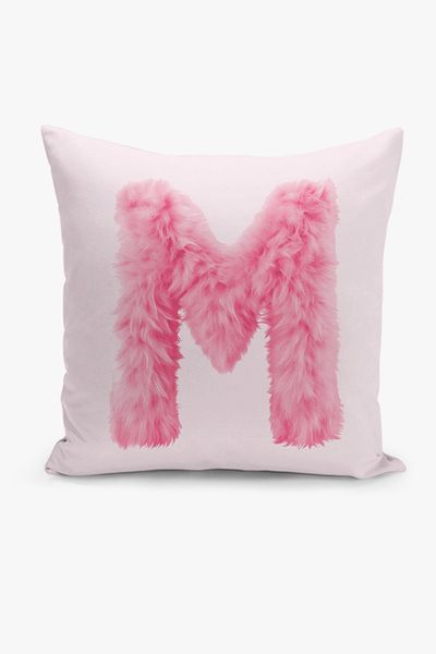 Filamente Letter m Feather Effect Letter Pattern Double Sided Digital Printing Throw Pillow Cover
