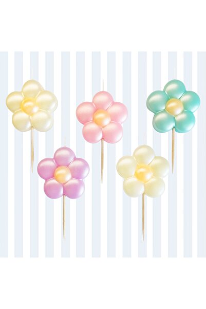 Partifabrik Papatya Temalı Çiçek Mum 5 Adet