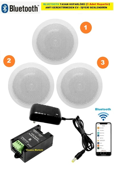 Genel Markalar TAVAN HOPARLÖR SETİ BLUETOOTH ÖZELLİKLİ (3 TAVAN HOPARLÖR) ANFİ KULLANMADAN EV-İŞYERİNİ SESLENDİRİN
