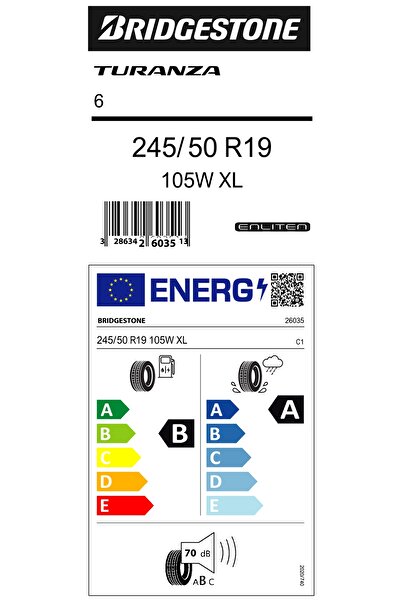 Bridgestone 245/50R19 105W XL TURANZA 6 OTO YAZ LASTİĞİ (ÜRETİM YILI:2025)