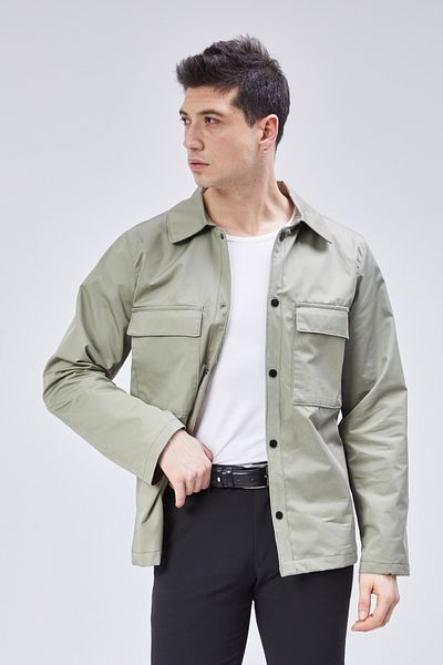 STONCS Men's Khaki Cotton Seasonal Coat