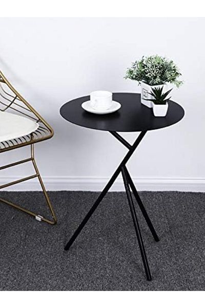 MARIA HOMES Modern Metal Side Table Black | Elegant & Sturdy Accent Table 45x45x56cm