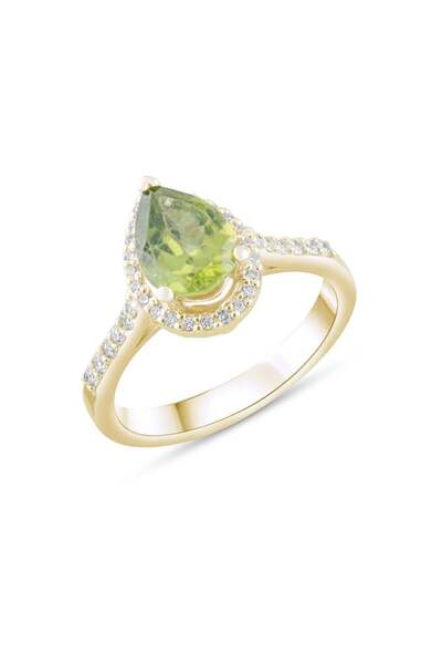 Lial Diamond 2.06 Karat Pırlanta Peridot Yüzük, Gerçek Pırlanta, Sertifikalı ...