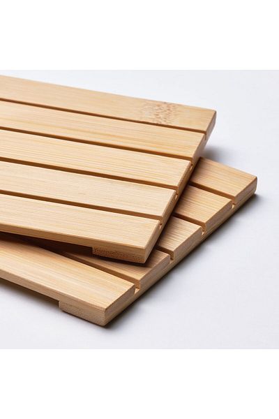 IKEA STRANDFLOKA Bamboo Coasters 2 Pack 9cm Diameter IKEA of Sweden