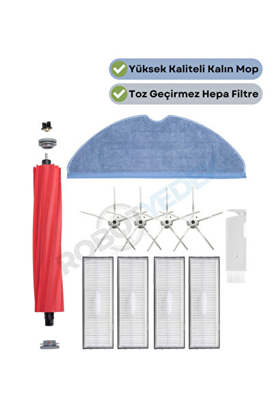 robotyedek Roborock S7 Compatible White Replacement Brush Hepa Filter Mop Set...