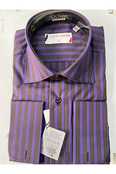 couis Ανδρικό πουκάμισο με μανικετόκουμπα Classic Cut Casual Cut ριγέ