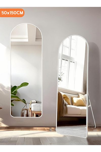 Taimi Floor Arched Mirror 150x50cm With Aluminum Frame Silver