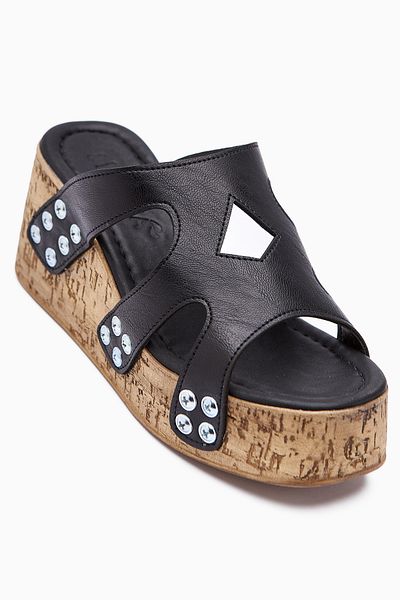 Limoya Freya Black Screw Detailed Women's Slippers