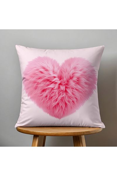 Filamente Double Sided Digital Printing Throw Pillow Cover Feather Effect Heart Pattern