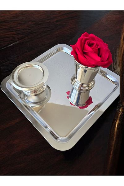 AYZ HOME Presentation Tray 21*21/ Turkish Delight Cup/ Rose Bucket/ Velvet Rose Set -(WORD, ENGAGEMENT, DESIGN, COFFEE PRESENTATION)