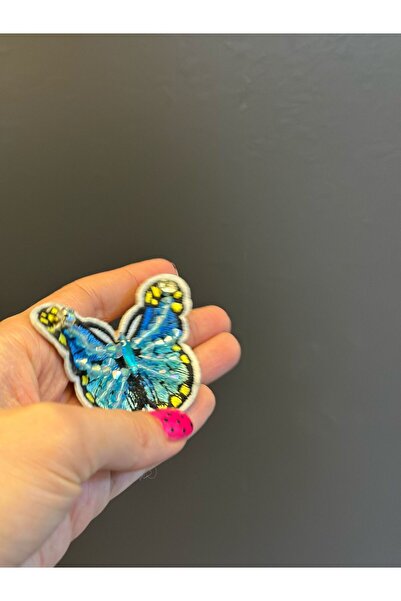 Gönülden Tasarım 7X6 CM BONCUK TAŞ İŞLEME RENKLİ KELEBEK ARMA DİKİŞ APLİKE AÇ...