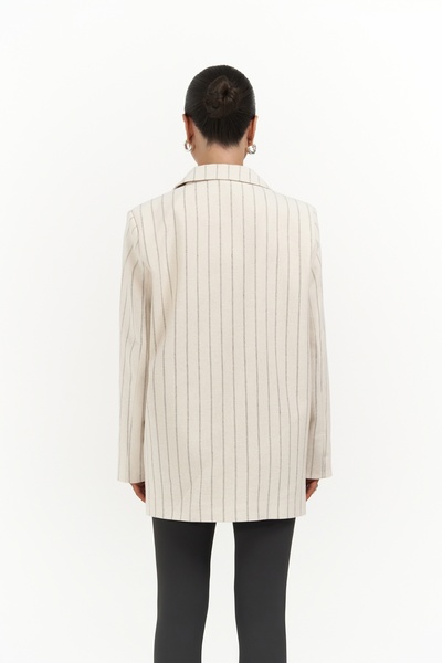 BOHEMAİ Beige Basic Blazer Juba Smoked Striped