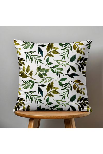 Filamente Leaf Patterned Double Sided Digital Printing Throw Pillow Cover
