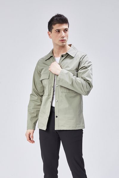 STONCS Men's Khaki Cotton Seasonal Coat