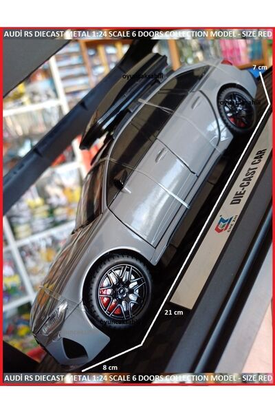 OYUNCAKSAHİLİ Audi RS Station Wagon Araba 21cm Diecast 1.24 Koleksiyon Büyük Boy Metal 6 Kapı Tavan Bagaj Kaput Açılır Beton Gri