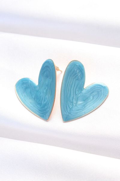 Skygo Blue Color Enamel Heart Earrings - Tj-Bkp8845