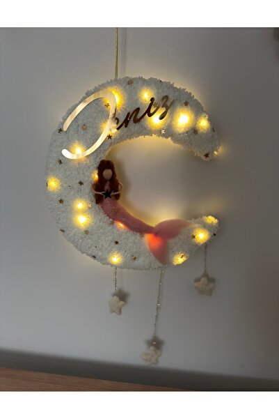 Tasarım Ay deniz kızı kapı süsü, deniz kızı keçe, keçe bebek