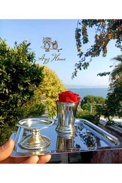 AYZ HOME Presentation Tray 21*21/ Turkish Delight Cup/ Rose Bucket/ Velvet Rose Set -(WORD, ENGAGEMENT, DESIGN, COFFEE PRESENTATION)