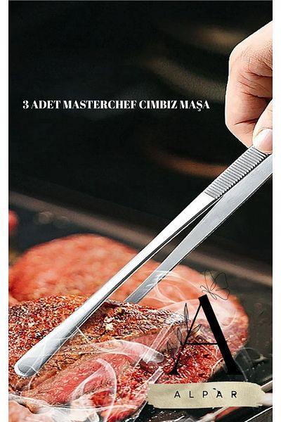 ALPAR 3 Masterchef Tongs |   Stainless Steel |   Meat Bbq Grill Decorative